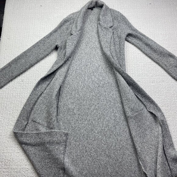 Dynamite Gray Open Front Knit Cardigan Sweater Coat Sz S Longline Duster Modern - Picture 8 of 10